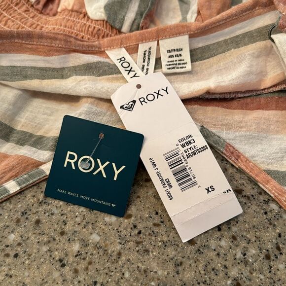 ROXY About Paradise Linen Blend Crop Top *NWT* - Picture 8 of 15
